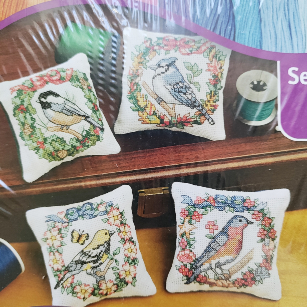 Blue and Green Bird Embroidery Art